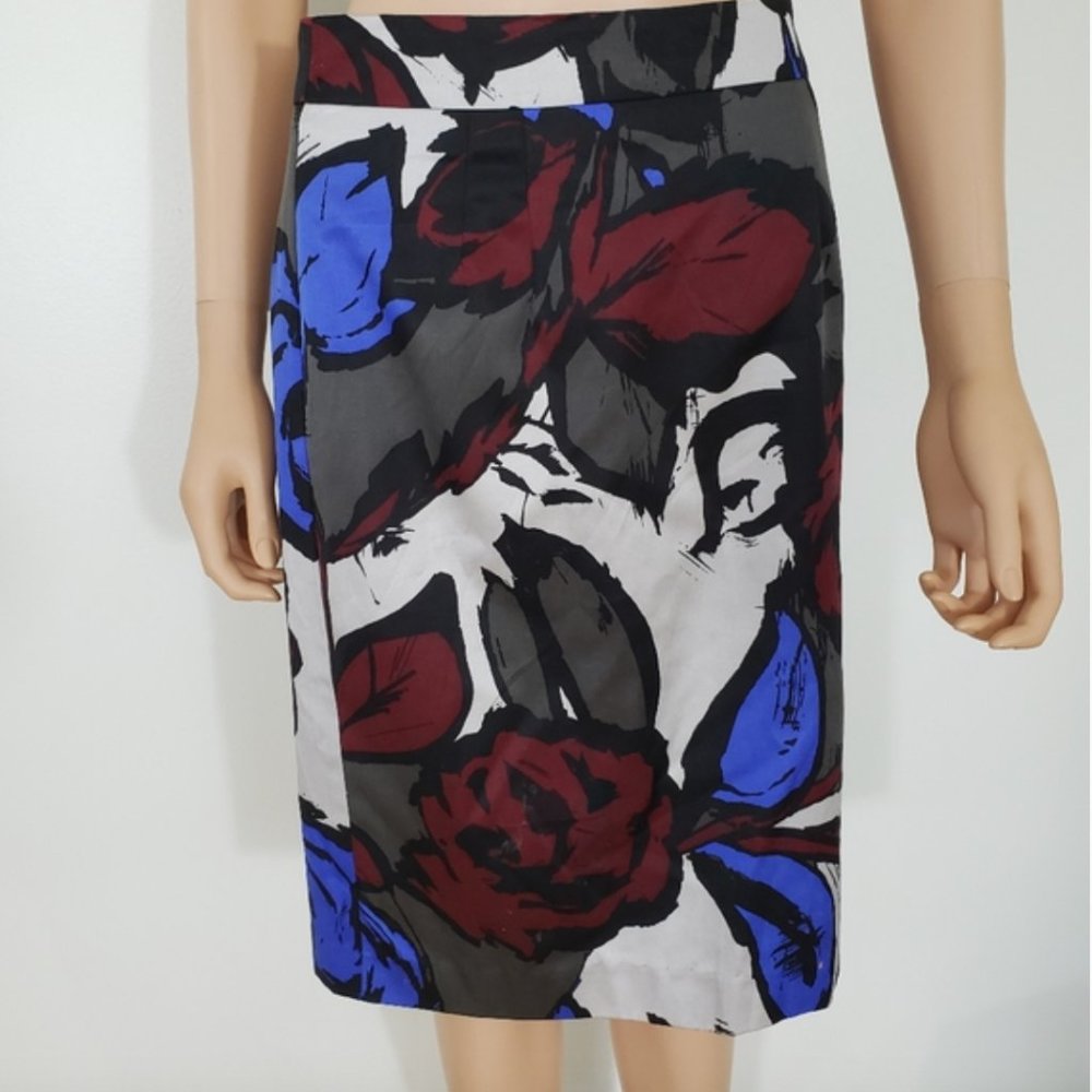 Trina Turk Floral Print Silk Blend Pencil Skirt Size 8